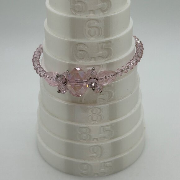 Adjustable Retro Pink Bracelet Glass Beads On Memory Wire Prom Quinceañera - Picture 15 of 16